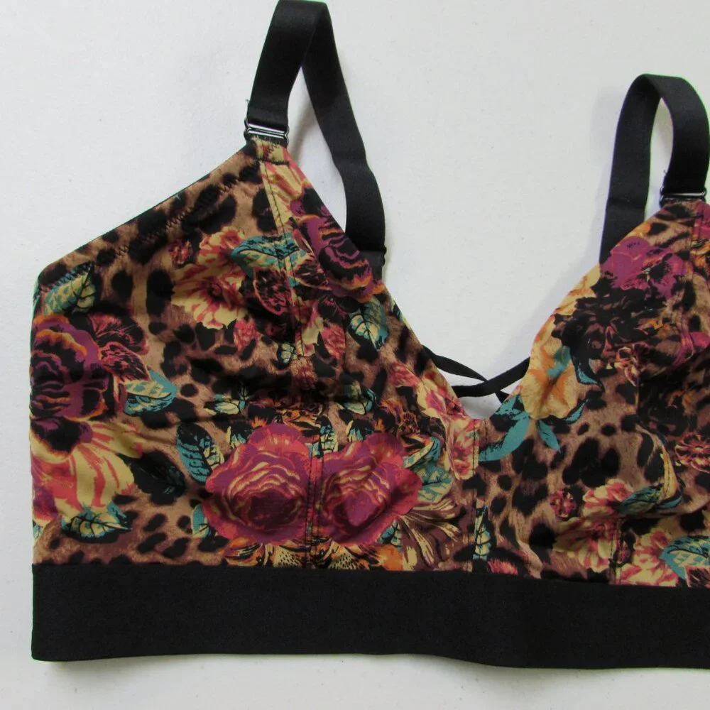 Torrid Curve Buxy Bralette Floral Leopard 36DD NWOT